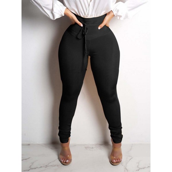 Lace-Up Skinny Plain...