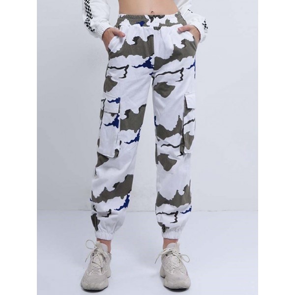 Charming Contrast Color Camouflage Casual Pants