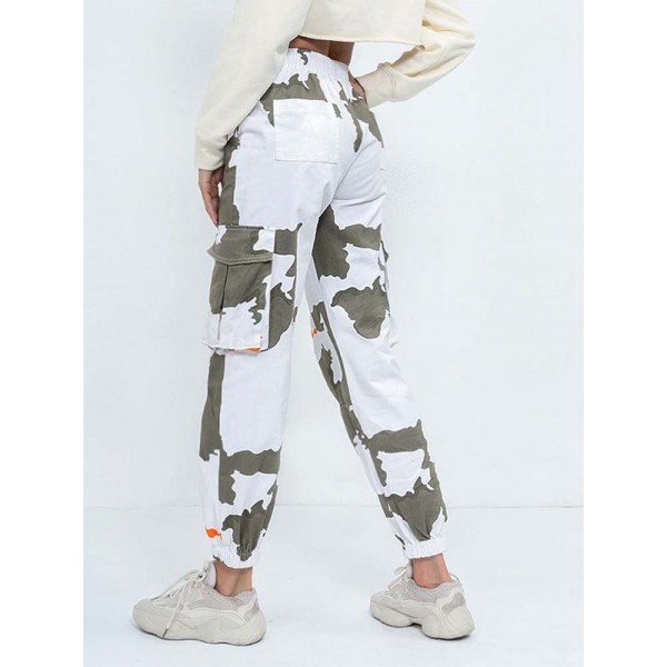Charming Contrast Color Camouflage Casual Pants