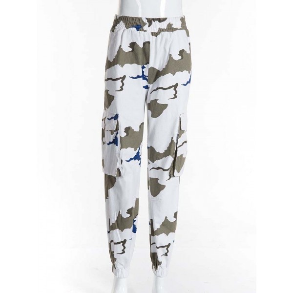 Charming Contrast Color Camouflage Casual Pants