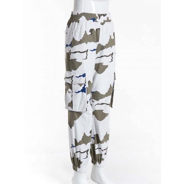 Charming Contrast Color Camouflage Casual Pants