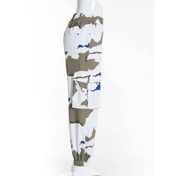 Charming Contrast Color Camouflage Casual Pants