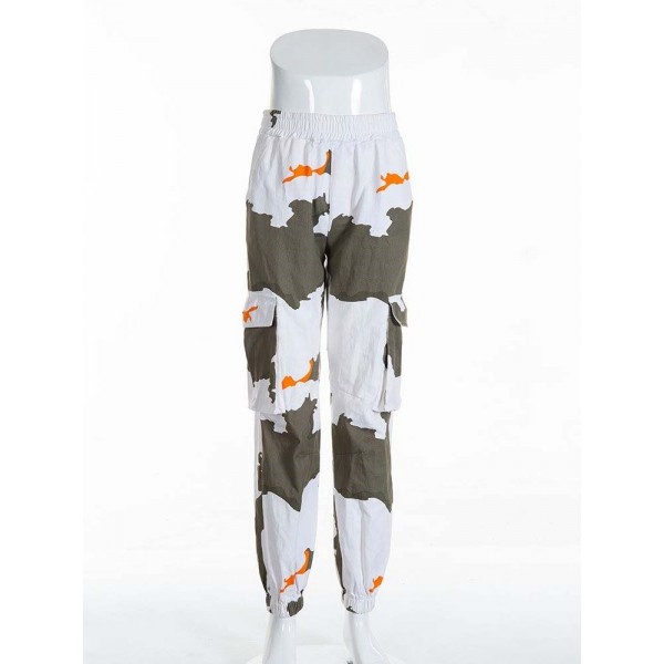 Charming Contrast Color Camouflage Casual Pants