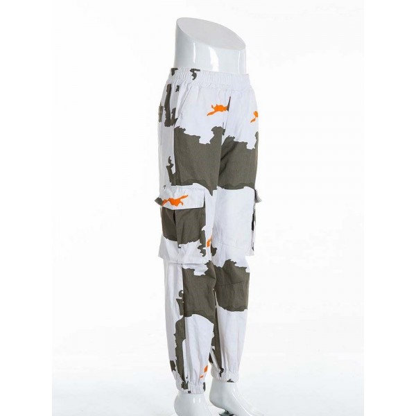 Charming Contrast Color Camouflage Casual Pants