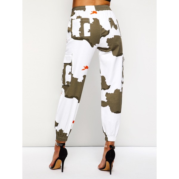 Charming Contrast Color Camouflage Casual Pants