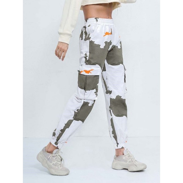 Charming Contrast Color Camouflage Casual Pants