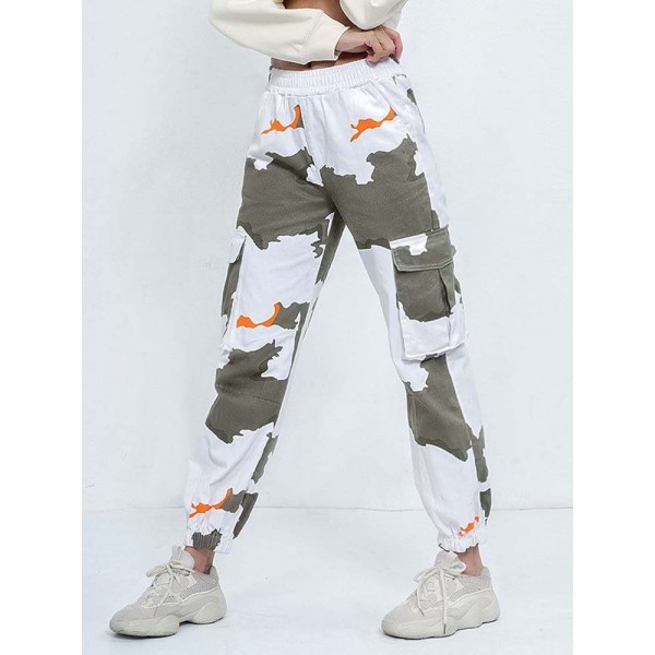 Charming Contrast Color Camouflage Casual Pants