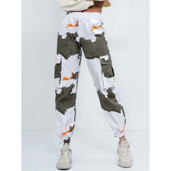 Charming Contrast Color Camouflage Casual Pants