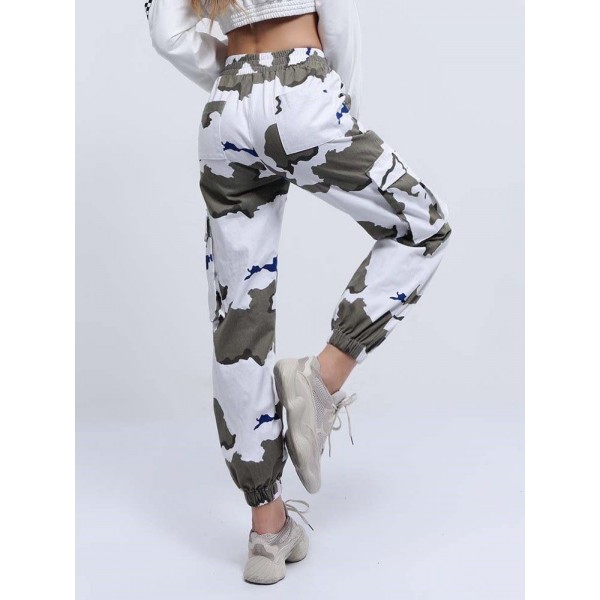 Charming Contrast Color Camouflage Casual Pants