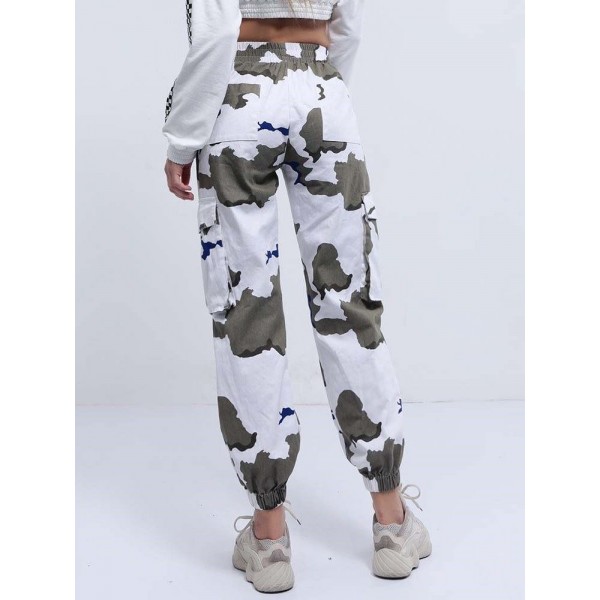 Charming Contrast Color Camouflage Casual Pants