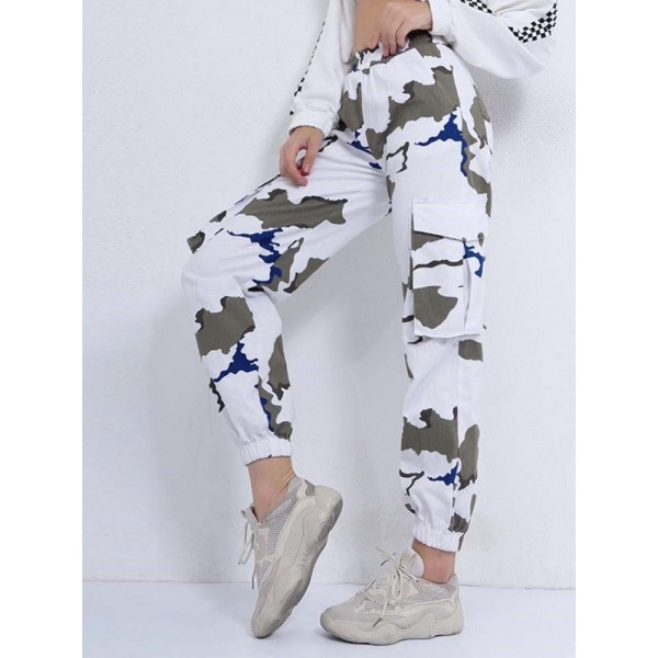 Charming Contrast Color Camouflage Casual Pants